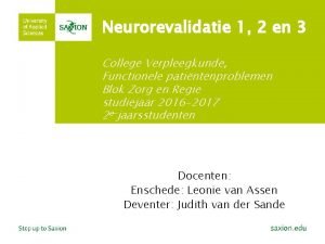 Neurorevalidatie 1 2 en 3 College Verpleegkunde Functionele