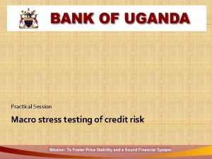 Practical Session Macro stress testing of credit risk