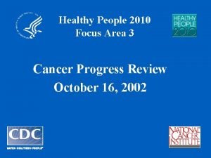 Healthy People 2010 Focus Area 3 Cancer Progress
