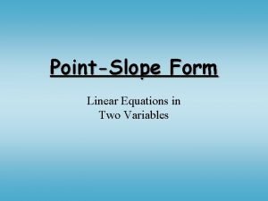 Pointslope form