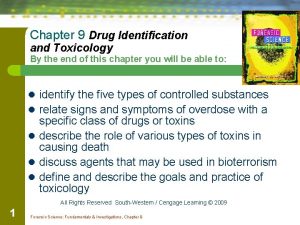 Chapter 9 Drug Identification and Toxicology By the