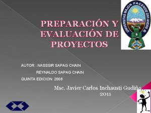 PREPARACIN Y EVALUACIN DE PROYECTOS AUTOR NASSSIR SAPAG