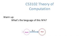 CS 3102 Theory of Computation Warm up Whats
