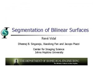 Segmentation of Bilinear Surfaces Ren Vidal Dheeraj B