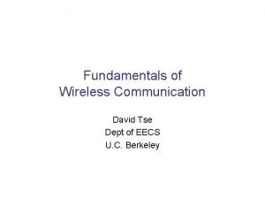 David tse fundamentals of wireless communication
