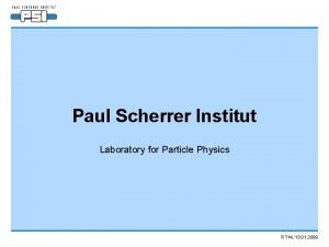Paul Scherrer Institut Laboratory for Particle Physics RT