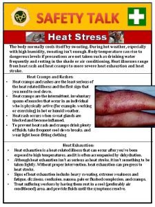 Heat stress safety talk