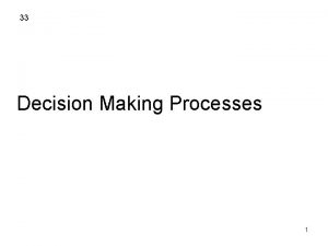 33 Decision Making Processes 1 Definitions Organizational Decision