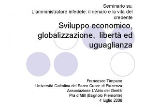 Seminario su Lamministratore infedele il denaro e la