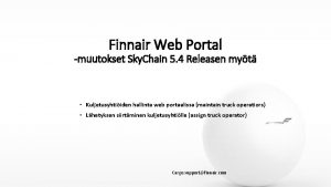 Finnair Web Portal muutokset Sky Chain 5 4