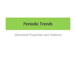 Patterns in the periodic table