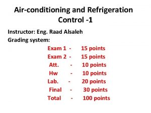 Airconditioning and Refrigeration Control 1 Instructor Eng Raad
