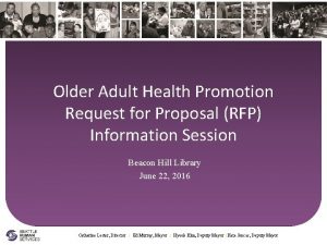 Older Adult Health Promotion Request for Proposal RFP