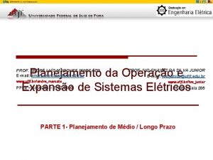 Planejamento da Operao e Expanso de Sistemas Eltricos