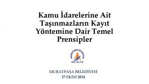 Kamu darelerine Ait Tanmazlarn Kayt Yntemine Dair Temel