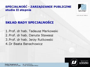 SPECJALNO ZARZDZANIE PUBLICZNE studia II stopnia SKAD RADY