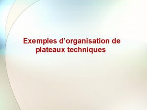 Exemples dorganisation de plateaux techniques 1 er exemple