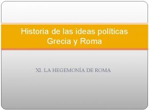 Historia de las ideas polticas Grecia y Roma