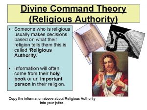 Divine Command Theory Religious Authority Someone who is