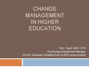 Change management in higher education