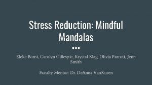 Stress Reduction Mindful Mandalas Eleke Bonsi Carolyn Gillespie