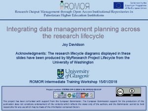 Integrating data management planning across the research lifecycle