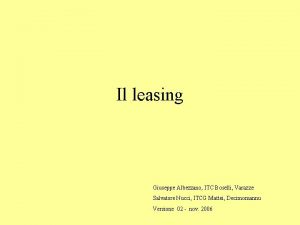 Il leasing Giuseppe Albezzano ITC Boselli Varazze Salvatore