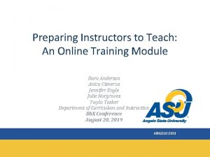 ANGELO EDU Preparing Instructors to Teach An Online