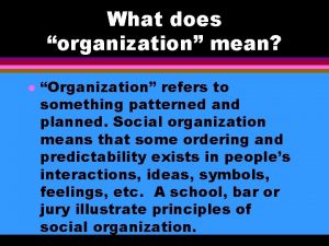 What does organization mean l Organization refers to