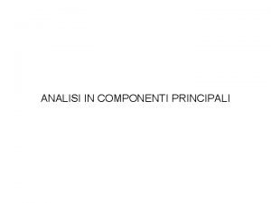 Analisi componenti principali