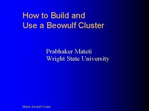 Beowulf cluster windows