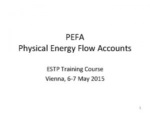 PEFA Physical Energy Flow Accounts ESTP Training Course