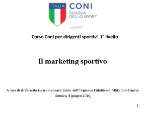 Corso Coni per dirigenti sportivi 1 livello Il