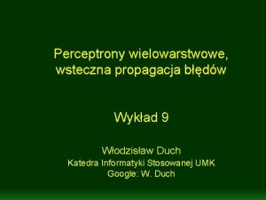 Propagacja wsteczna