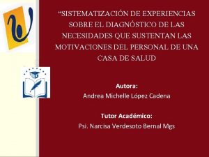 SISTEMATIZACIN DE EXPERIENCIAS SOBRE EL DIAGNSTICO DE LAS