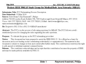May 2010 doc IEEE 802 15 10 0276