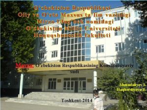 Ozbekiston Respublikasi Oliy va Orta Maxsus talim vazirligi