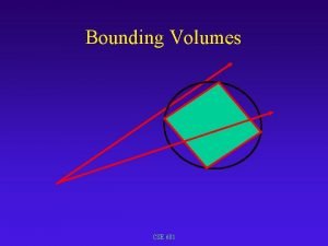 Bounding Volumes CSE 681 Bounding Volumes Use simple Bounding Volumes CSE 681 Bounding Volumes Use simple