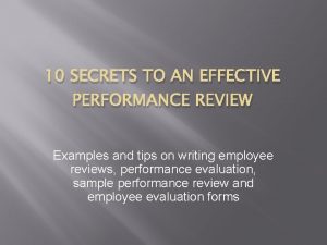 Performance review introduction example