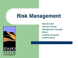 Risk Management Internal Audit Internal Controls Management Oversight