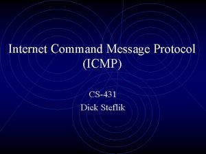 Internet Command Message Protocol ICMP CS431 Dick Steflik