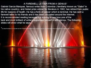 Gabriel garcia marquez farewell letter