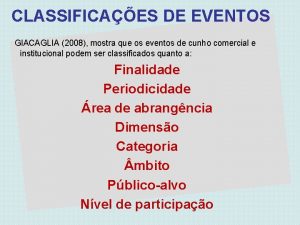 CLASSIFICAES DE EVENTOS GIACAGLIA 2008 mostra que os