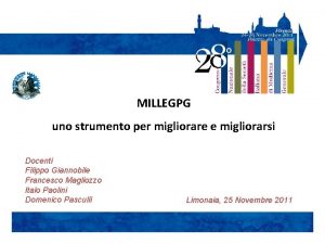 MILLEGPG uno strumento per migliorare e migliorarsi Docenti