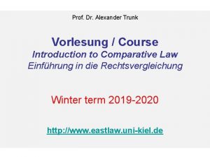 Prof Dr Alexander Trunk Vorlesung Course Introduction to