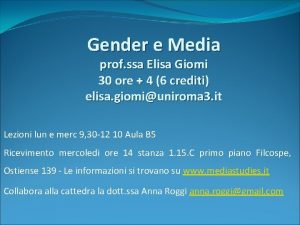 Gender e Media prof ssa Elisa Giomi 30