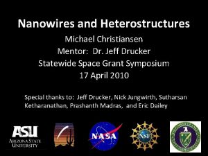 Nanowires and Heterostructures Michael Christiansen Mentor Dr Jeff