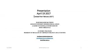Presentation April 19 2017 revised from February 2017
