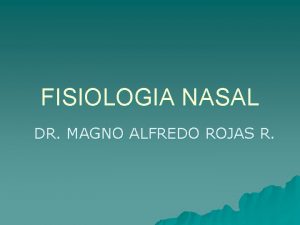 FISIOLOGIA NASAL DR MAGNO ALFREDO ROJAS R FISIOLOGA