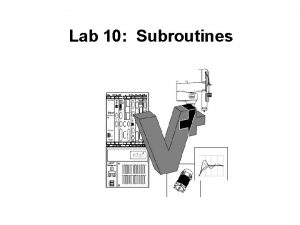 Lab 10 Subroutines Lab 10 Subroutines Objectives Program